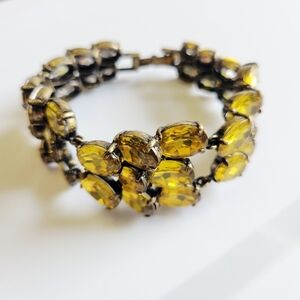 Vintage J Crew Amber Yellow Crystal Bracelet Amazing Condition Snap Closure